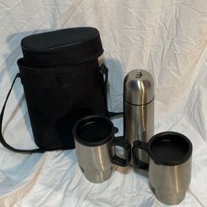 Stainless Steel Thermal Bottle & Mug Set with Carrying Case IBS logo.